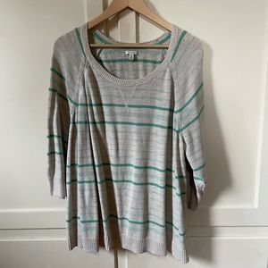 Sonoma 3/4 sleeve cotton striped sweater
